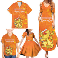 Personalized Netherlands Queen's Day Family Matching Summer Maxi Dress and Hawaiian Shirt Koninginnedag Royal Crown