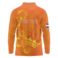 Personalized Netherlands Queen's Day Long Sleeve Polo Shirt Koninginnedag Royal Crown