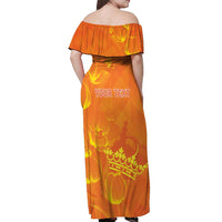 Personalized Netherlands Queen's Day Off Shoulder Maxi Dress Koninginnedag Royal Crown