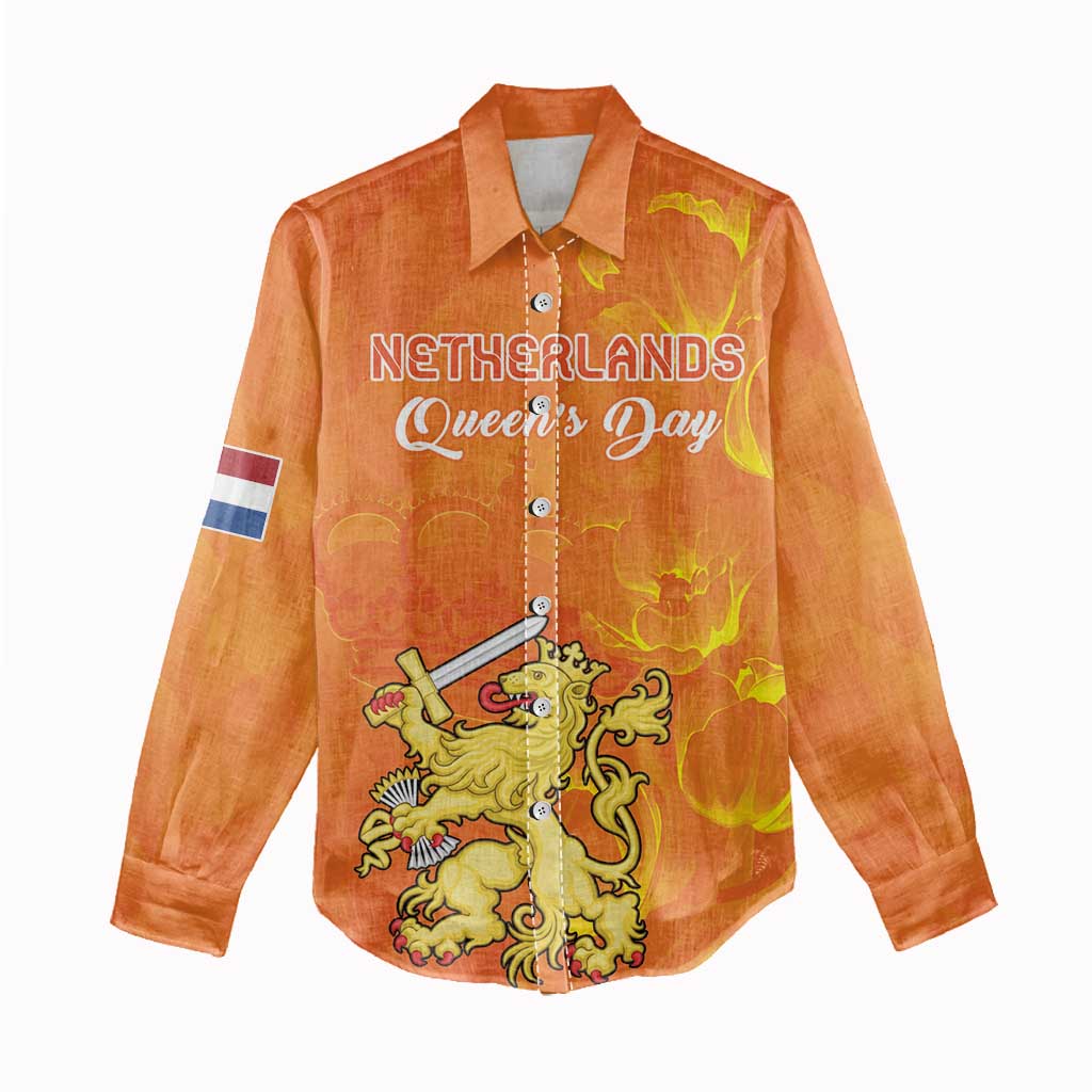Personalized Netherlands Queen's Day Women Casual Shirt Koninginnedag Royal Crown
