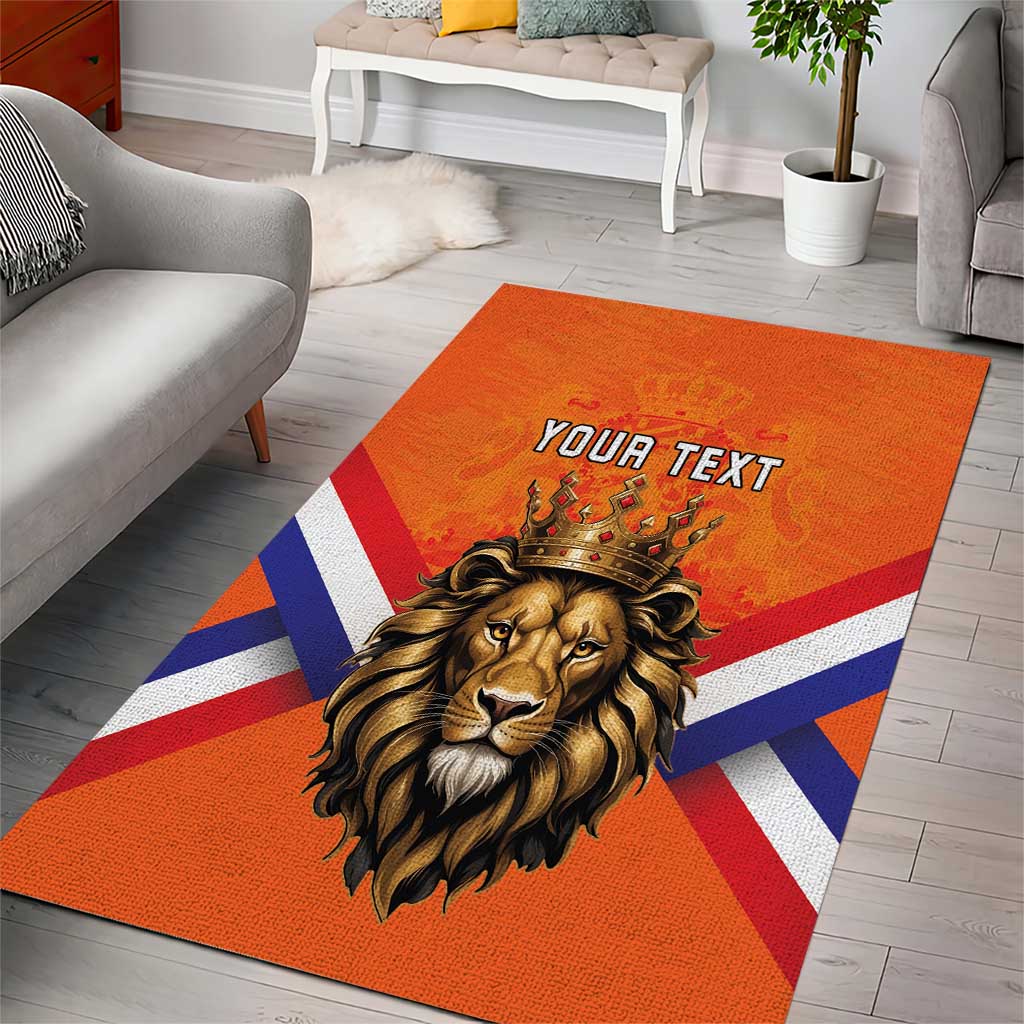 Personalized Netherlands King's Day Area Rug Koningsdag Lion King With Crown