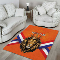 Personalized Netherlands King's Day Area Rug Koningsdag Lion King With Crown