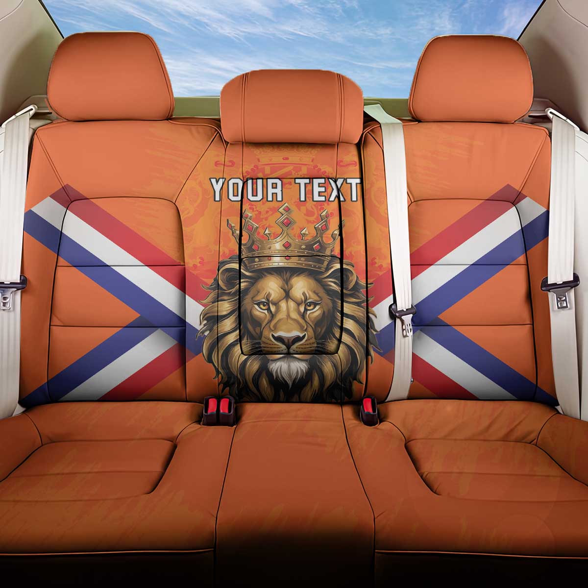 Personalized Netherlands King's Day Back Car Seat Cover Koningsdag Lion King With Crown