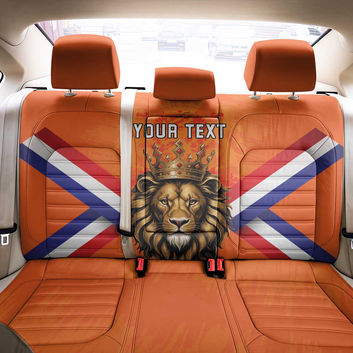 Personalized Netherlands King's Day Back Car Seat Cover Koningsdag Lion King With Crown