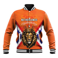 Personalized Netherlands King's Day Baseball Jacket Koningsdag Lion King With Crown