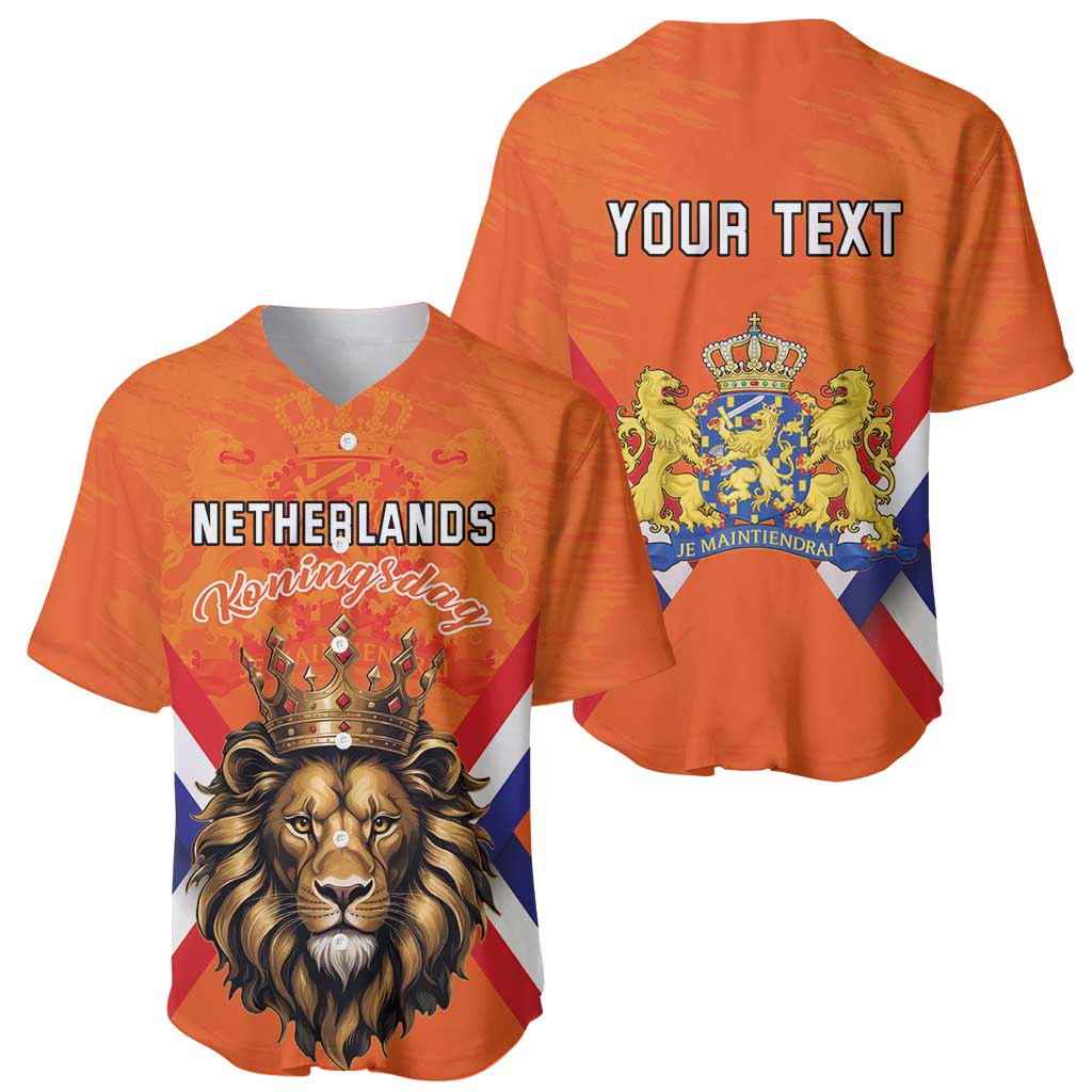 Personalized Netherlands King's Day Baseball Jersey Koningsdag Lion King With Crown