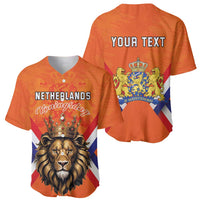 Personalized Netherlands King's Day Baseball Jersey Koningsdag Lion King With Crown