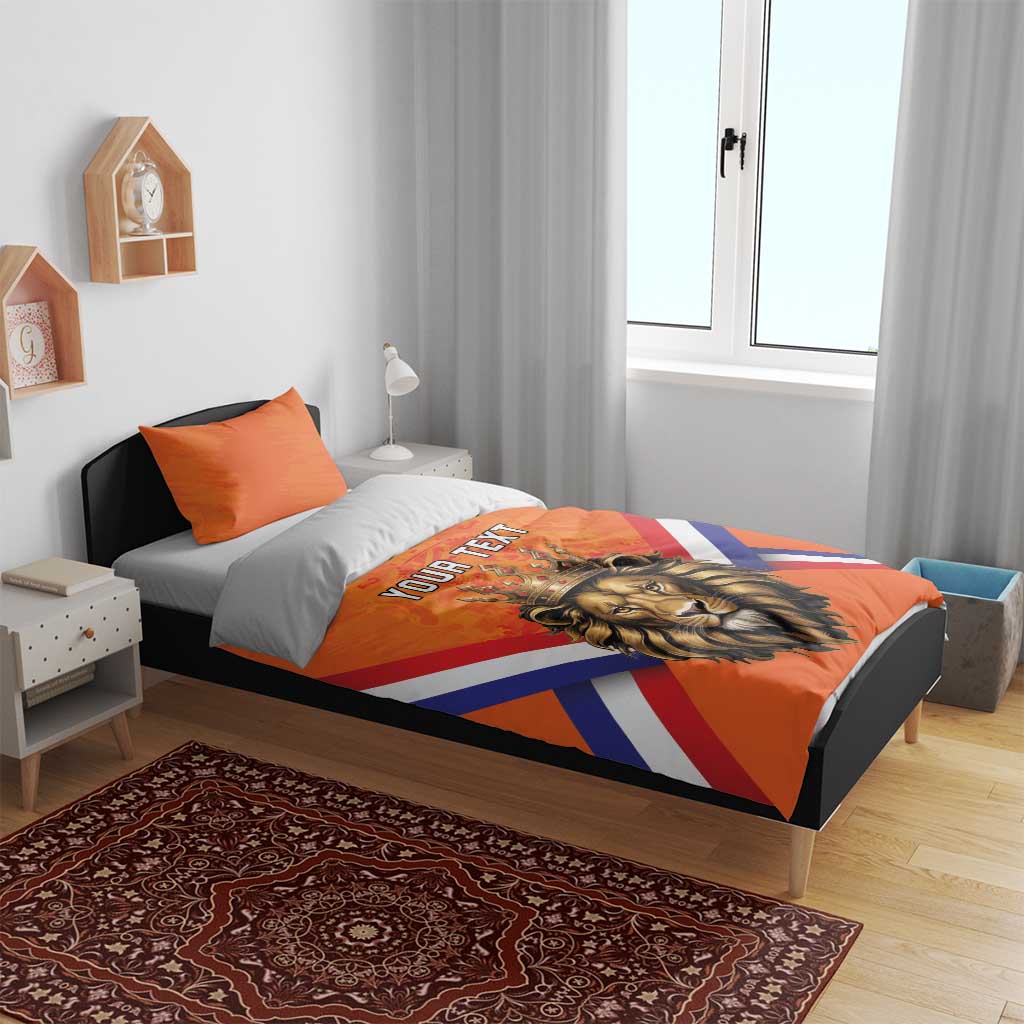 Personalized Netherlands King's Day Bedding Set Koningsdag Lion King With Crown