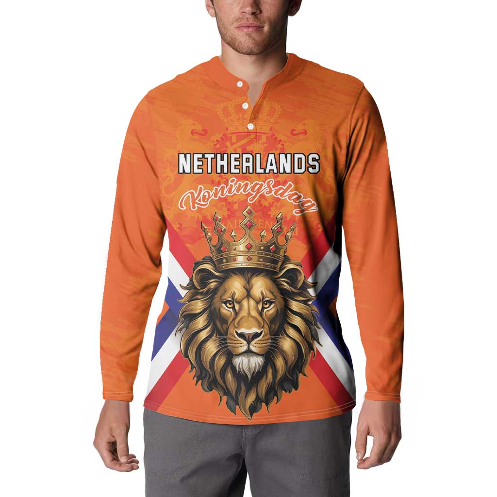 Personalized Netherlands King's Day Button Sweatshirt Koningsdag Lion King With Crown