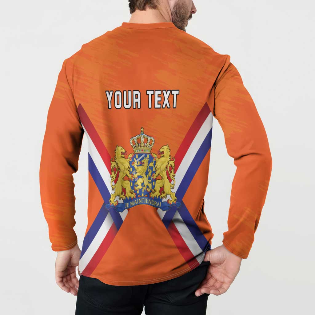 Personalized Netherlands King's Day Button Sweatshirt Koningsdag Lion King With Crown