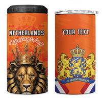 Personalized Netherlands King's Day 4 in 1 Can Cooler Tumbler Koningsdag Lion King With Crown