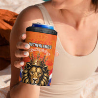 Personalized Netherlands King's Day 4 in 1 Can Cooler Tumbler Koningsdag Lion King With Crown