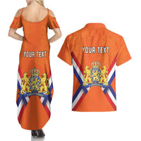 Personalized Netherlands King's Day Couples Matching Summer Maxi Dress and Hawaiian Shirt Koningsdag Lion King With Crown