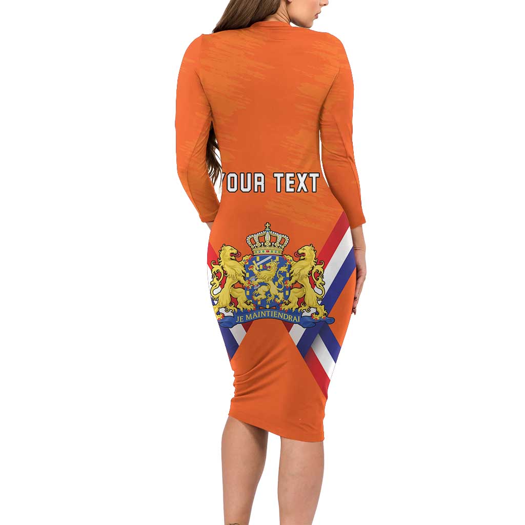 Personalized Netherlands King's Day Family Matching Long Sleeve Bodycon Dress and Hawaiian Shirt Koningsdag Lion King With Crown