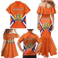 Personalized Netherlands King's Day Family Matching Mermaid Dress and Hawaiian Shirt Koningsdag Lion King With Crown