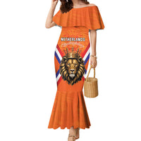 Personalized Netherlands King's Day Family Matching Mermaid Dress and Hawaiian Shirt Koningsdag Lion King With Crown