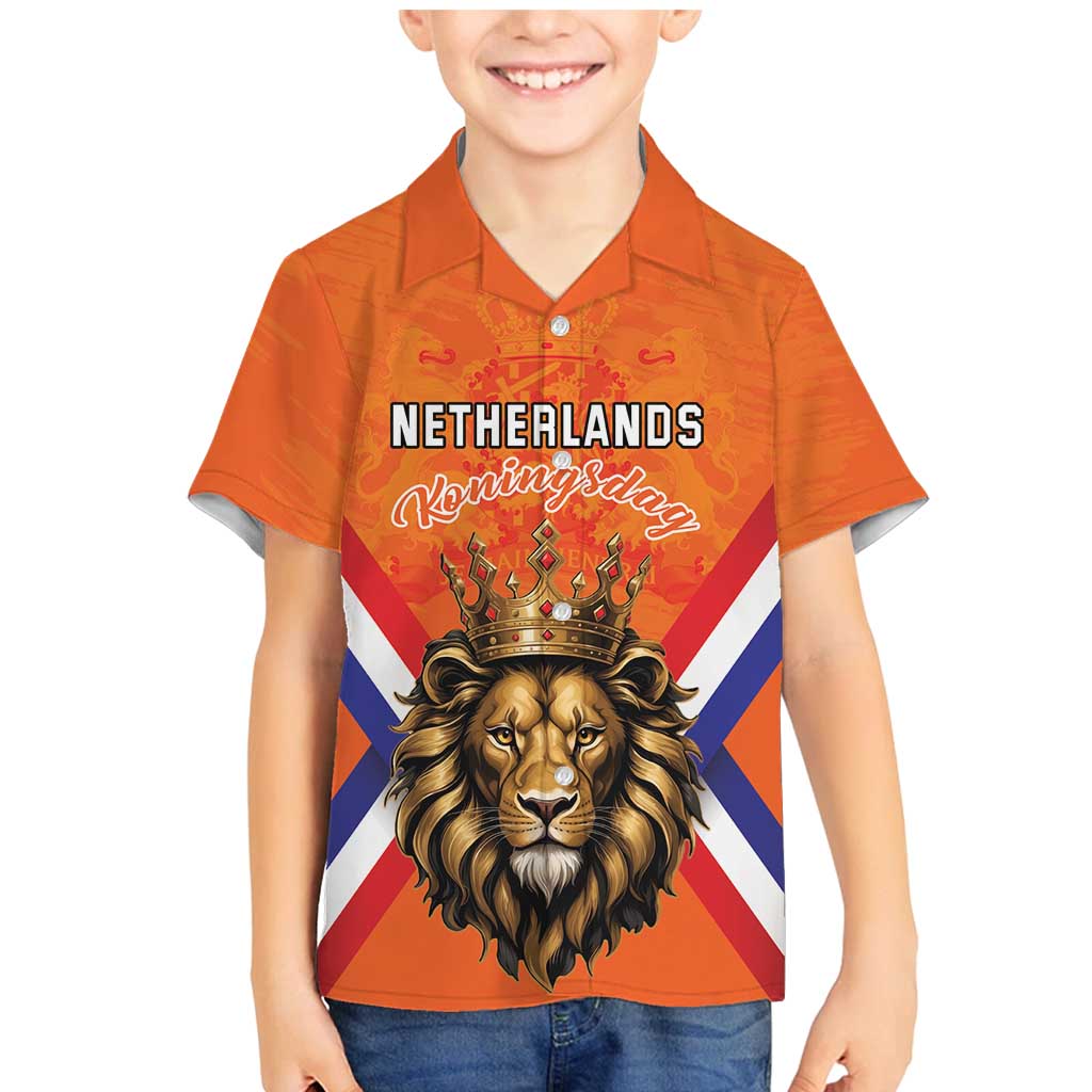 Personalized Netherlands King's Day Family Matching Mermaid Dress and Hawaiian Shirt Koningsdag Lion King With Crown