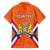 Personalized Netherlands King's Day Family Matching Off The Shoulder Long Sleeve Dress and Hawaiian Shirt Koningsdag Lion King With Crown