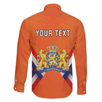 Personalized Netherlands King's Day Family Matching Off The Shoulder Long Sleeve Dress and Hawaiian Shirt Koningsdag Lion King With Crown