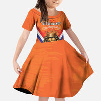 Personalized Netherlands King's Day Family Matching Puletasi and Hawaiian Shirt Koningsdag Lion King With Crown