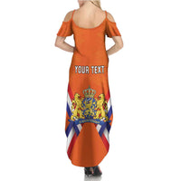 Personalized Netherlands King's Day Family Matching Summer Maxi Dress and Hawaiian Shirt Koningsdag Lion King With Crown