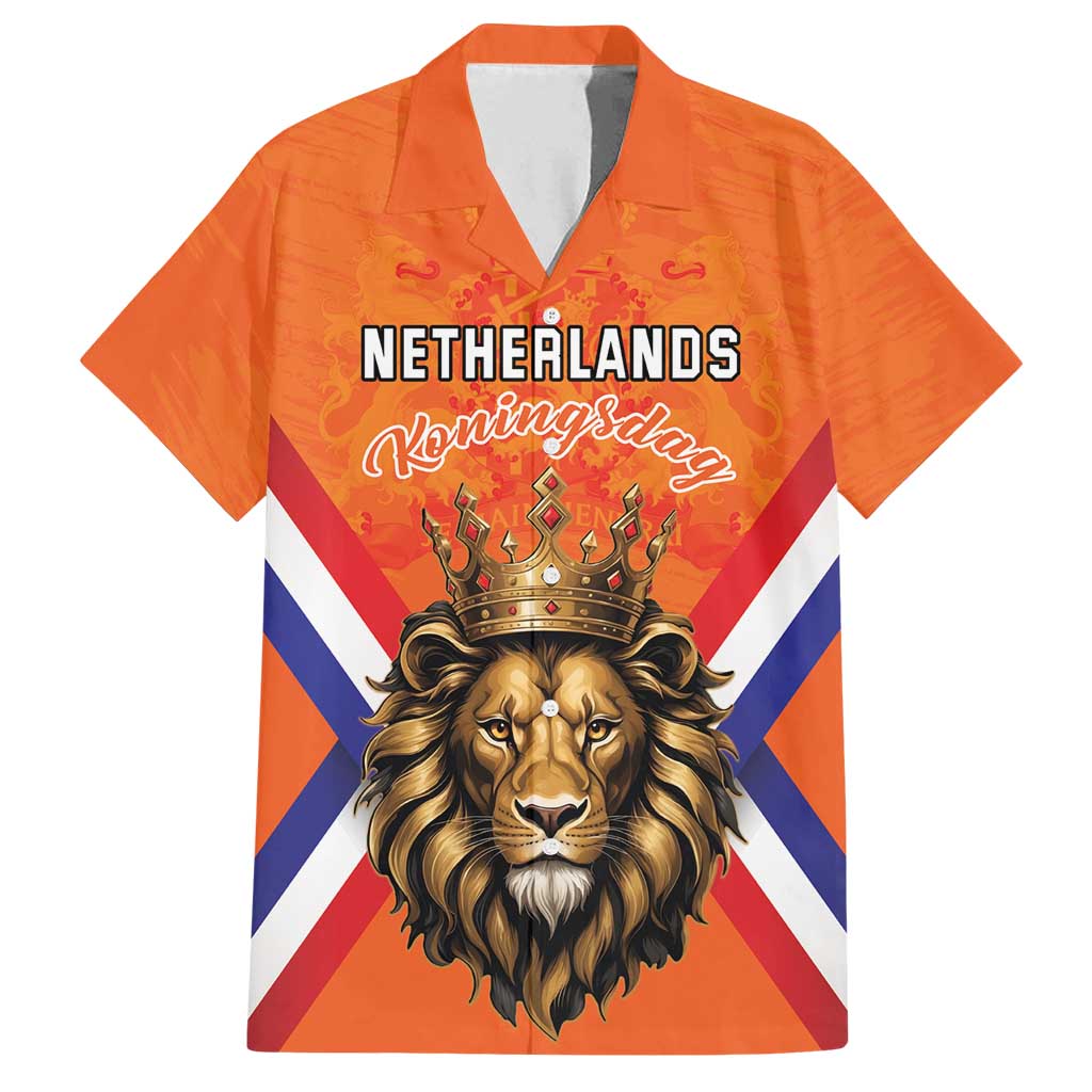 Personalized Netherlands King's Day Family Matching Tank Maxi Dress and Hawaiian Shirt Koningsdag Lion King With Crown