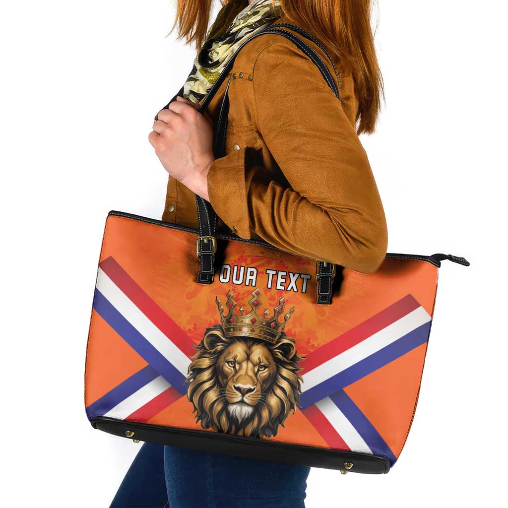 Personalized Netherlands King's Day Leather Tote Bag Koningsdag Lion King With Crown