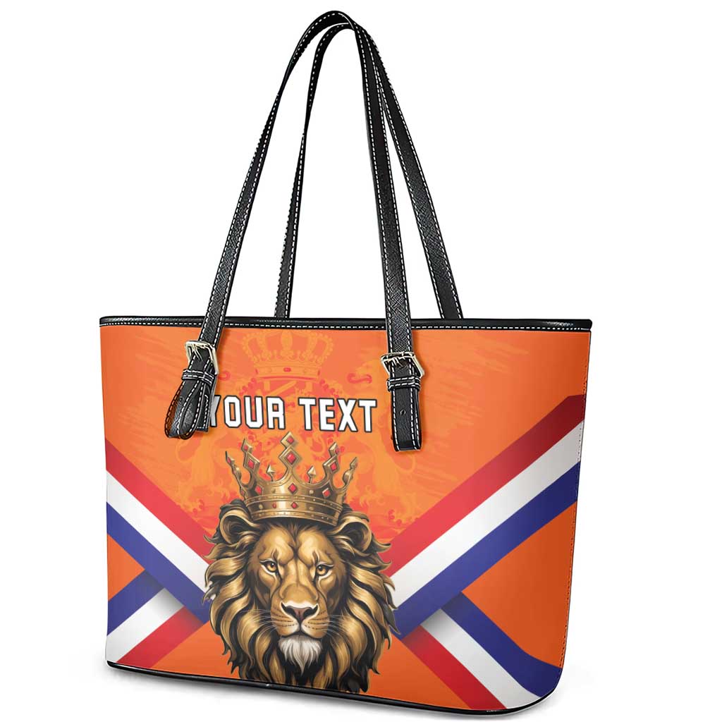 Personalized Netherlands King's Day Leather Tote Bag Koningsdag Lion King With Crown