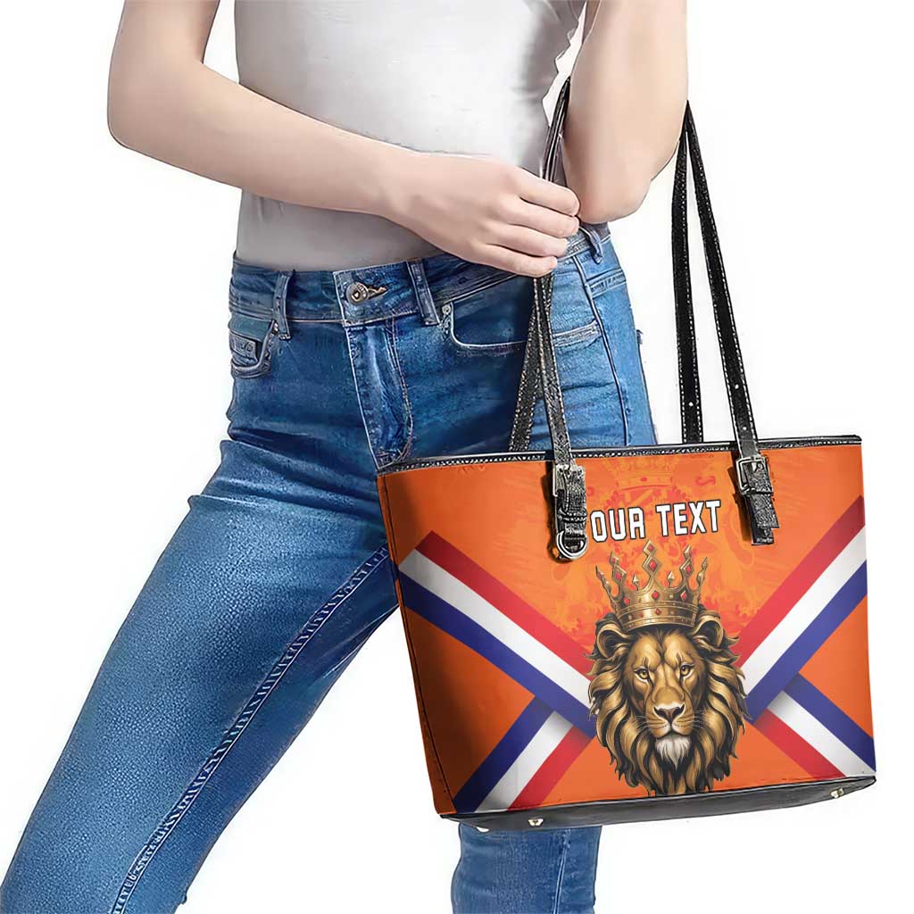 Personalized Netherlands King's Day Leather Tote Bag Koningsdag Lion King With Crown