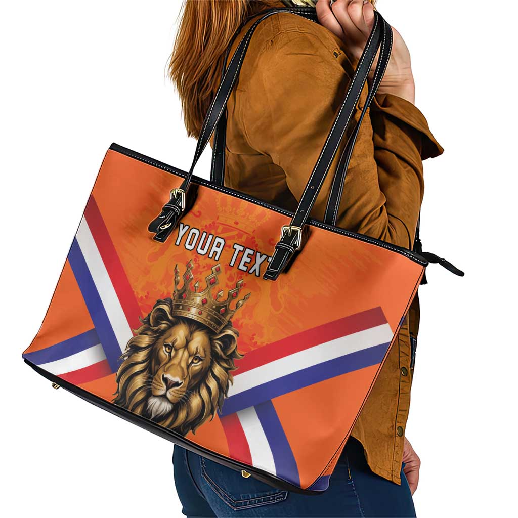 Personalized Netherlands King's Day Leather Tote Bag Koningsdag Lion King With Crown