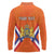 Personalized Netherlands King's Day Long Sleeve Polo Shirt Koningsdag Lion King With Crown