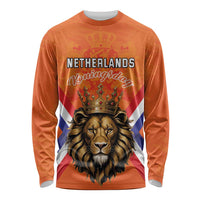 Personalized Netherlands King's Day Long Sleeve Shirt Koningsdag Lion King With Crown