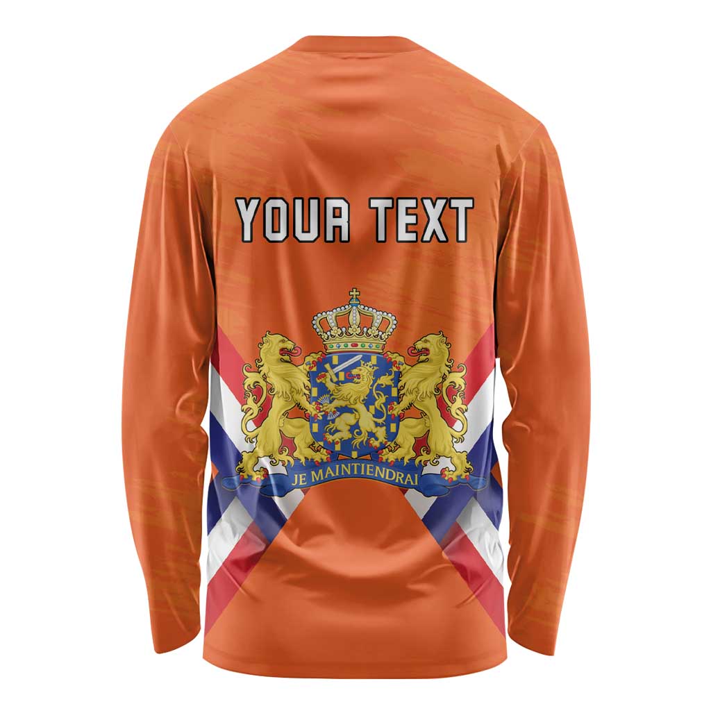 Personalized Netherlands King's Day Long Sleeve Shirt Koningsdag Lion King With Crown