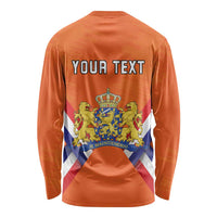 Personalized Netherlands King's Day Long Sleeve Shirt Koningsdag Lion King With Crown