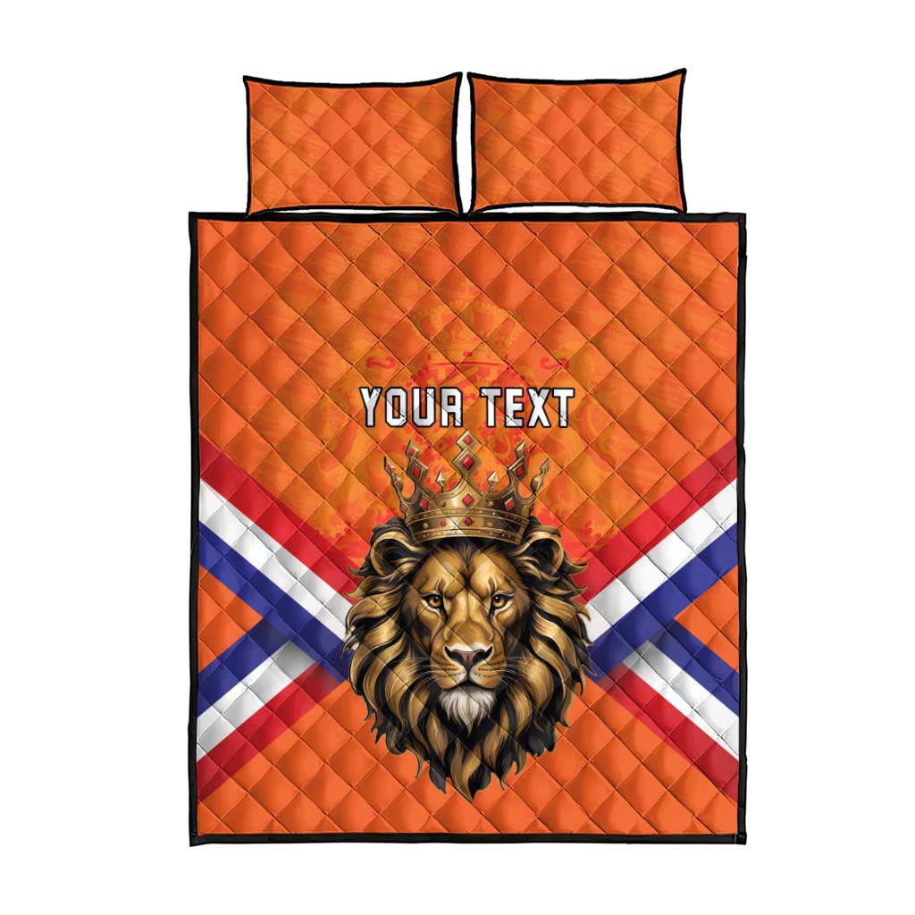 Personalized Netherlands King's Day Quilt Bed Set Koningsdag Lion King With Crown