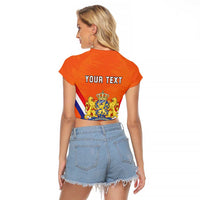 Personalized Netherlands King's Day Raglan Cropped T Shirt Koningsdag Lion King With Crown
