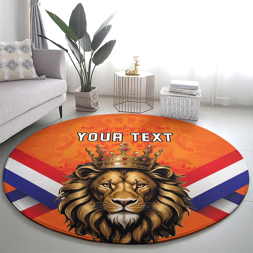 Personalized Netherlands King's Day Round Carpet Koningsdag Lion King With Crown