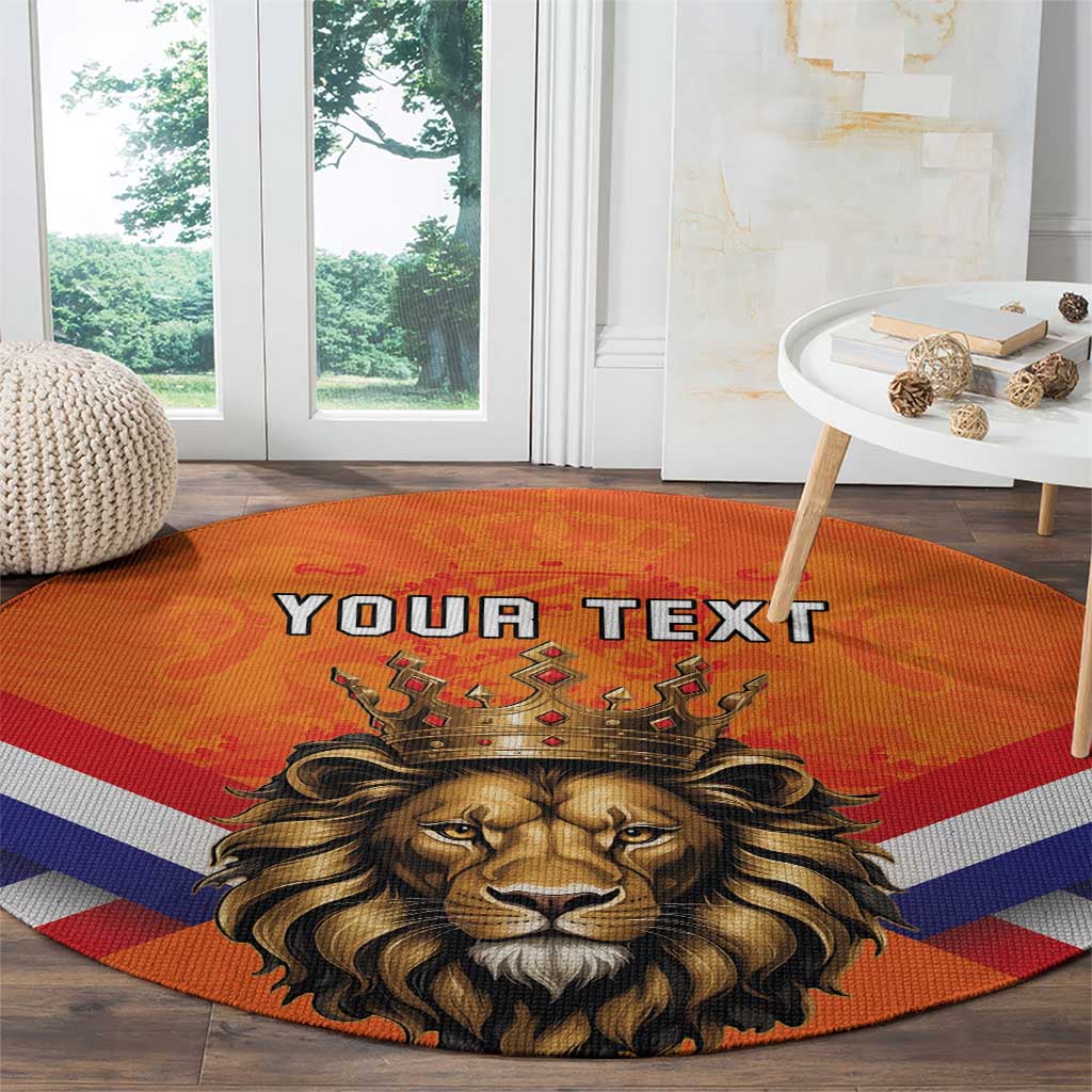 Personalized Netherlands King's Day Round Carpet Koningsdag Lion King With Crown