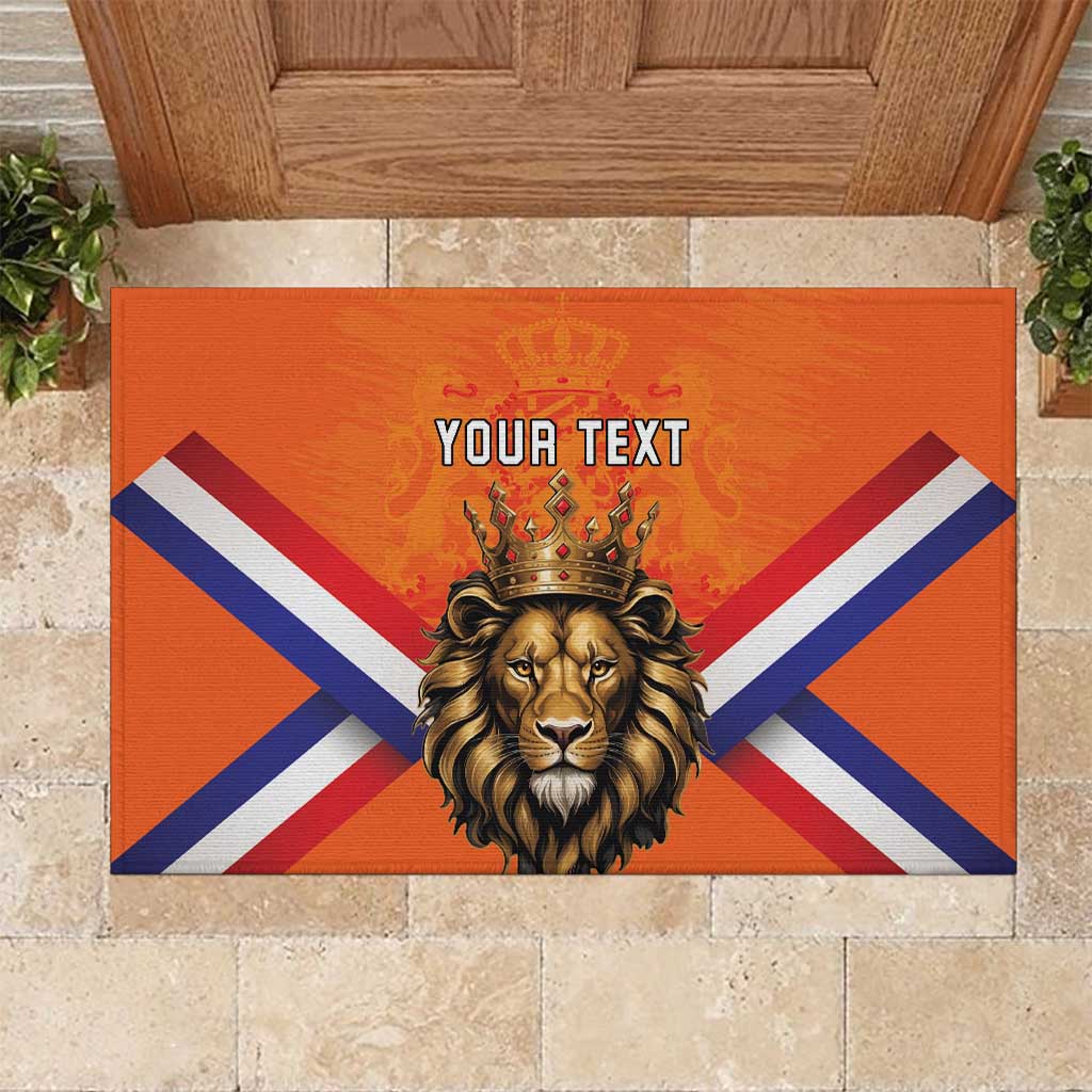Personalized Netherlands King's Day Rubber Doormat Koningsdag Lion King With Crown