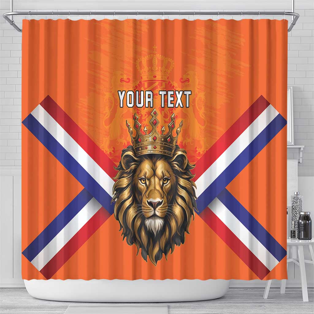 Personalized Netherlands King's Day Shower Curtain Koningsdag Lion King With Crown