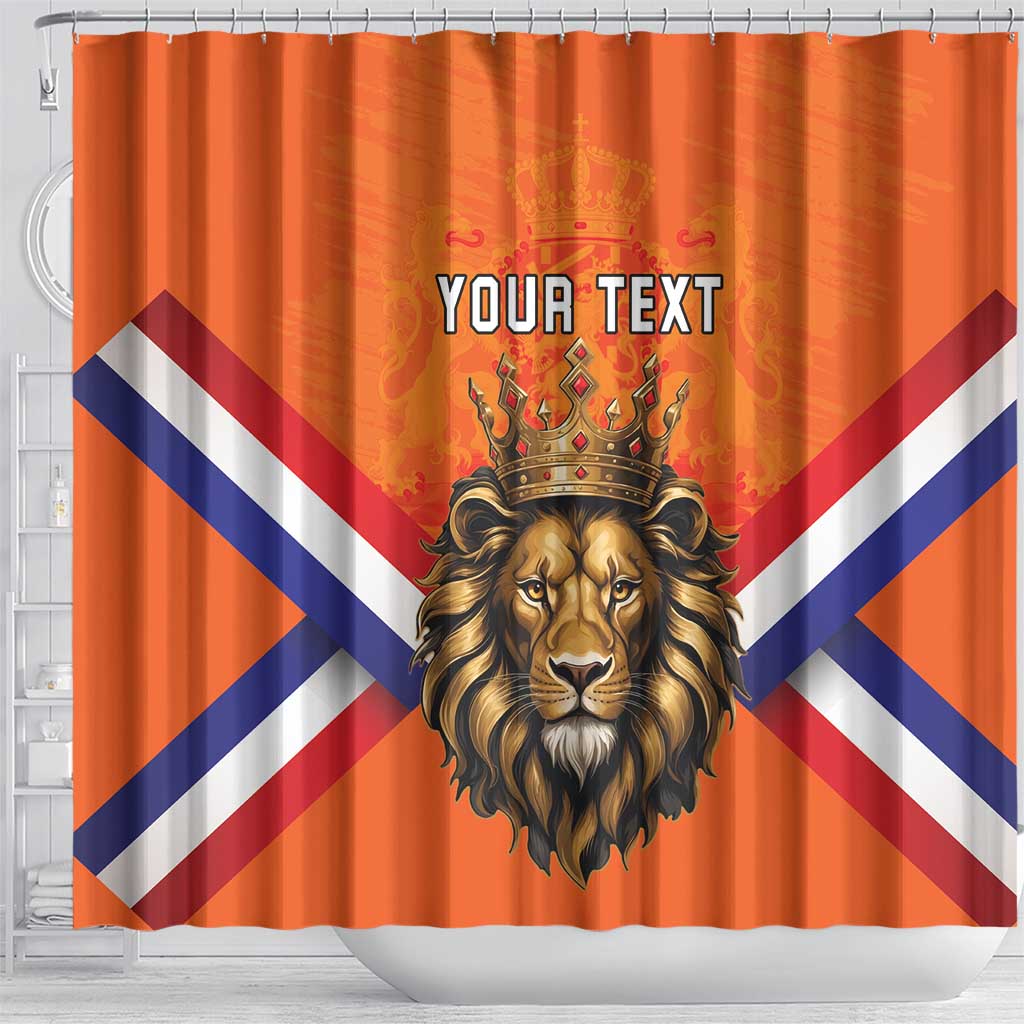 Personalized Netherlands King's Day Shower Curtain Koningsdag Lion King With Crown