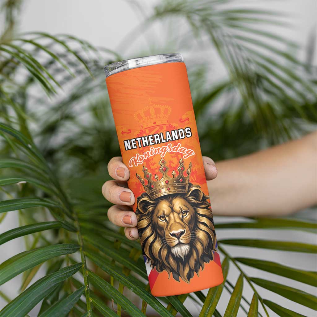 Personalized Netherlands King's Day Skinny Tumbler Koningsdag Lion King With Crown