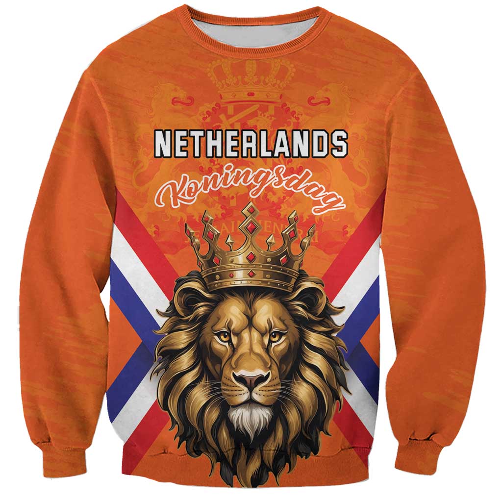 Personalized Netherlands King's Day Sweatshirt Koningsdag Lion King With Crown