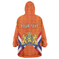 Personalized Netherlands King's Day Wearable Blanket Hoodie Koningsdag Lion King With Crown