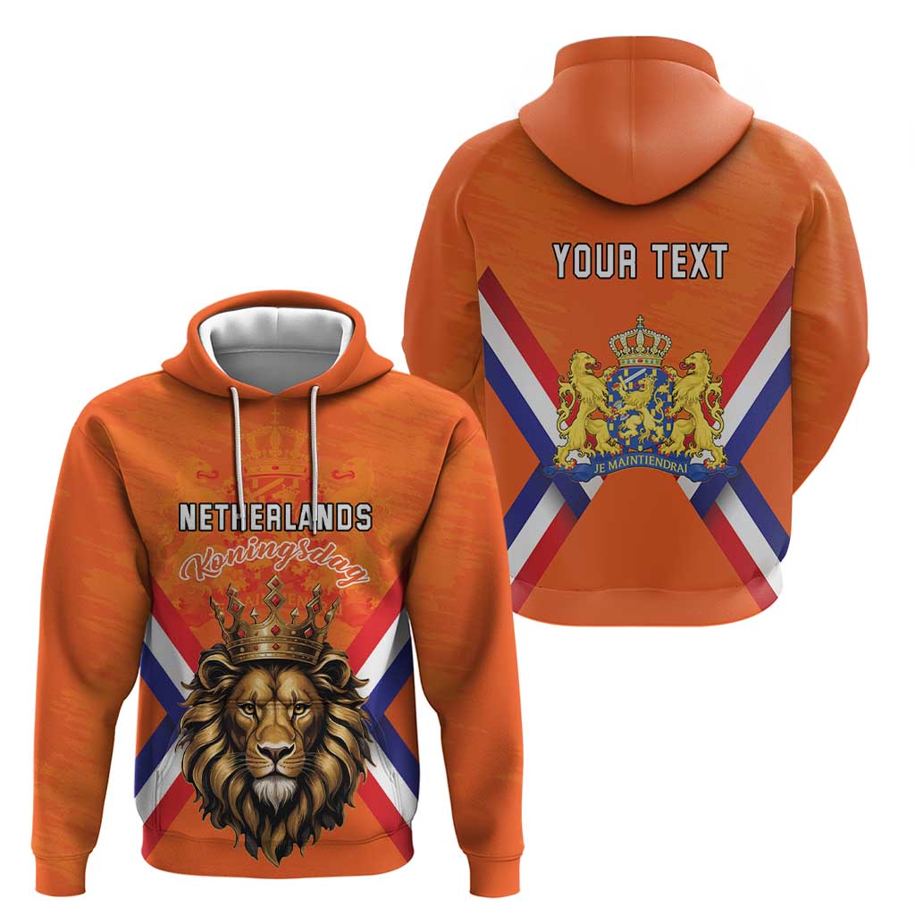 Personalized Netherlands King's Day Zip Hoodie Koningsdag Lion King With Crown