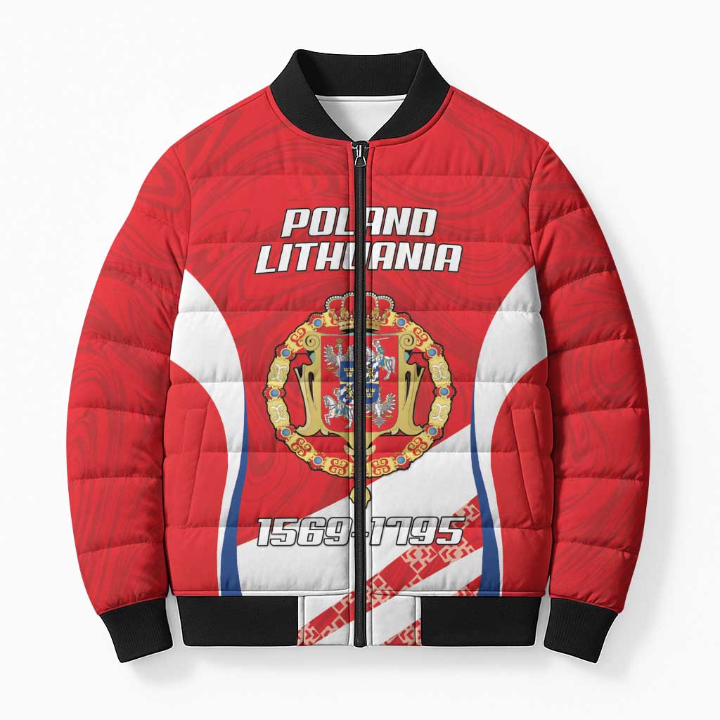 Poland-Lithuania Personalized Bomber Puffer Jacket Heraldic Eagle and Vytis Historical
