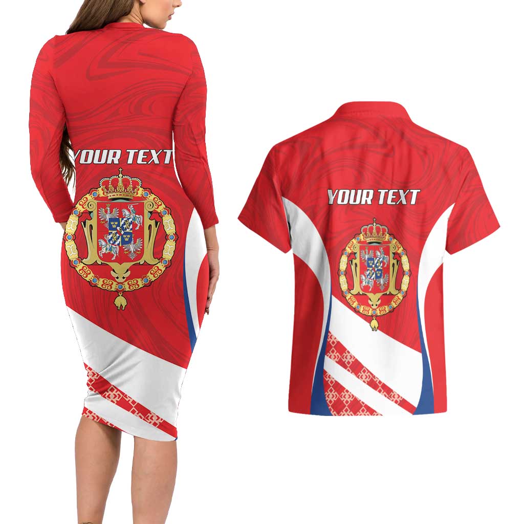 Poland-Lithuania Personalized Couples Matching Long Sleeve Bodycon Dress and Hawaiian Shirt Heraldic Eagle and Vytis Historical