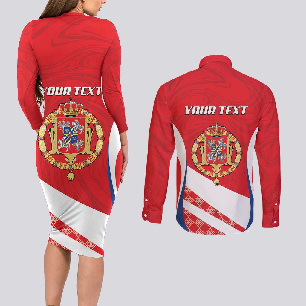 Poland-Lithuania Personalized Couples Matching Long Sleeve Bodycon Dress and Long Sleeve Button Shirt Heraldic Eagle and Vytis Historical