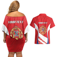 Poland-Lithuania Personalized Couples Matching Off Shoulder Short Dress and Hawaiian Shirt Heraldic Eagle and Vytis Historical