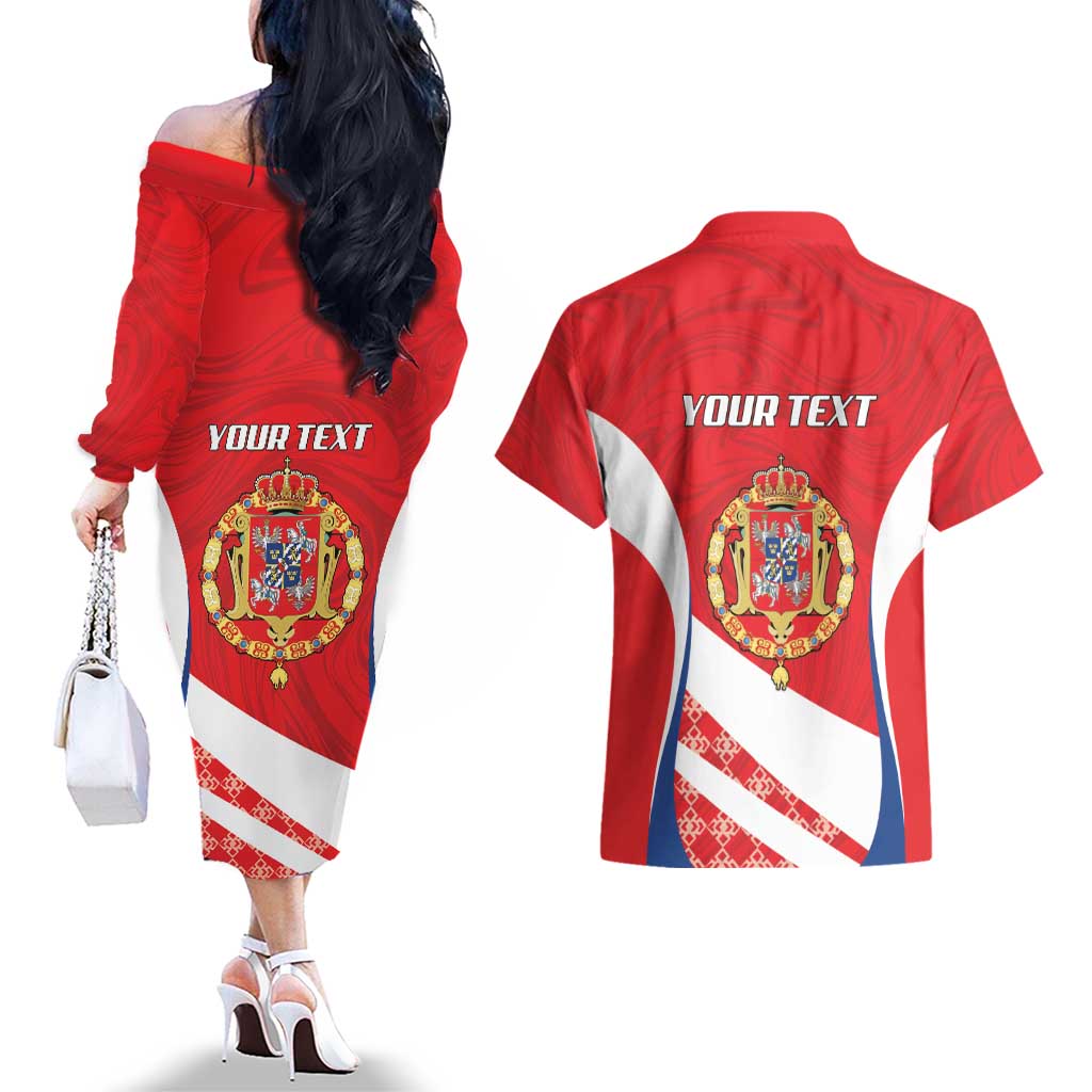 Poland-Lithuania Personalized Couples Matching Off The Shoulder Long Sleeve Dress and Hawaiian Shirt Heraldic Eagle and Vytis Historical